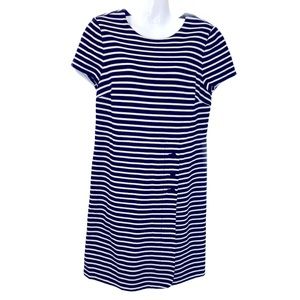 TORY BURCH Kamilla Striped Shift Dress Navy Blue